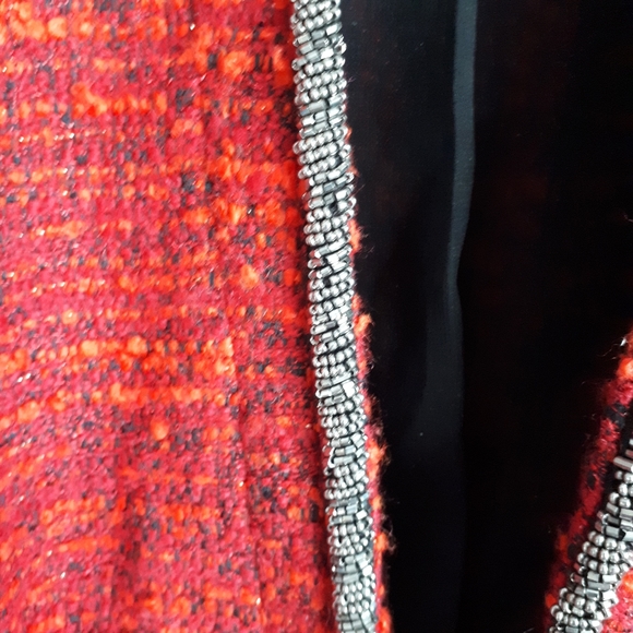 ZARA / L / Women's Tweed Studded Beaded Neckline Peplum Open Blazer Jacket 🌙 - Picture 5 of 11